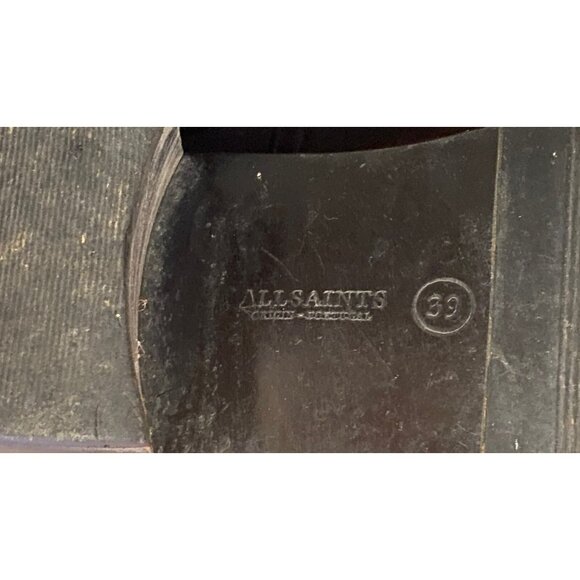 ALL SAINTS Pointy Toe Leather Boot Women 39 Slip On Harness black 9 8.5 - Picture 6 of 8